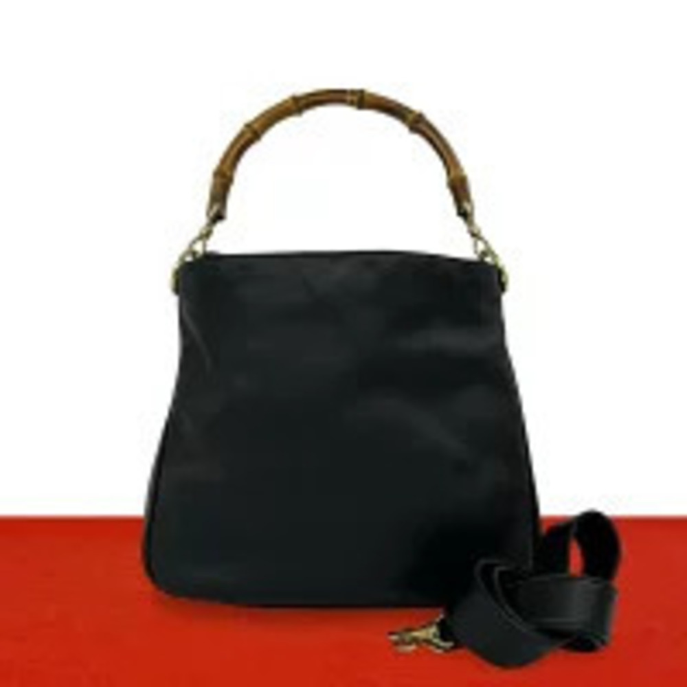 Gucci Bamboo Leather Shoulder Bag Black